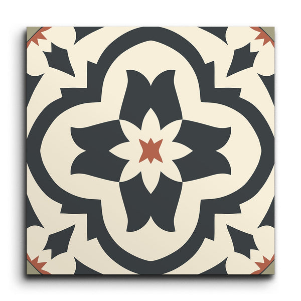 Charcoal Blossom Encaustic Harmony Tile (Sample.250519.smkzs)